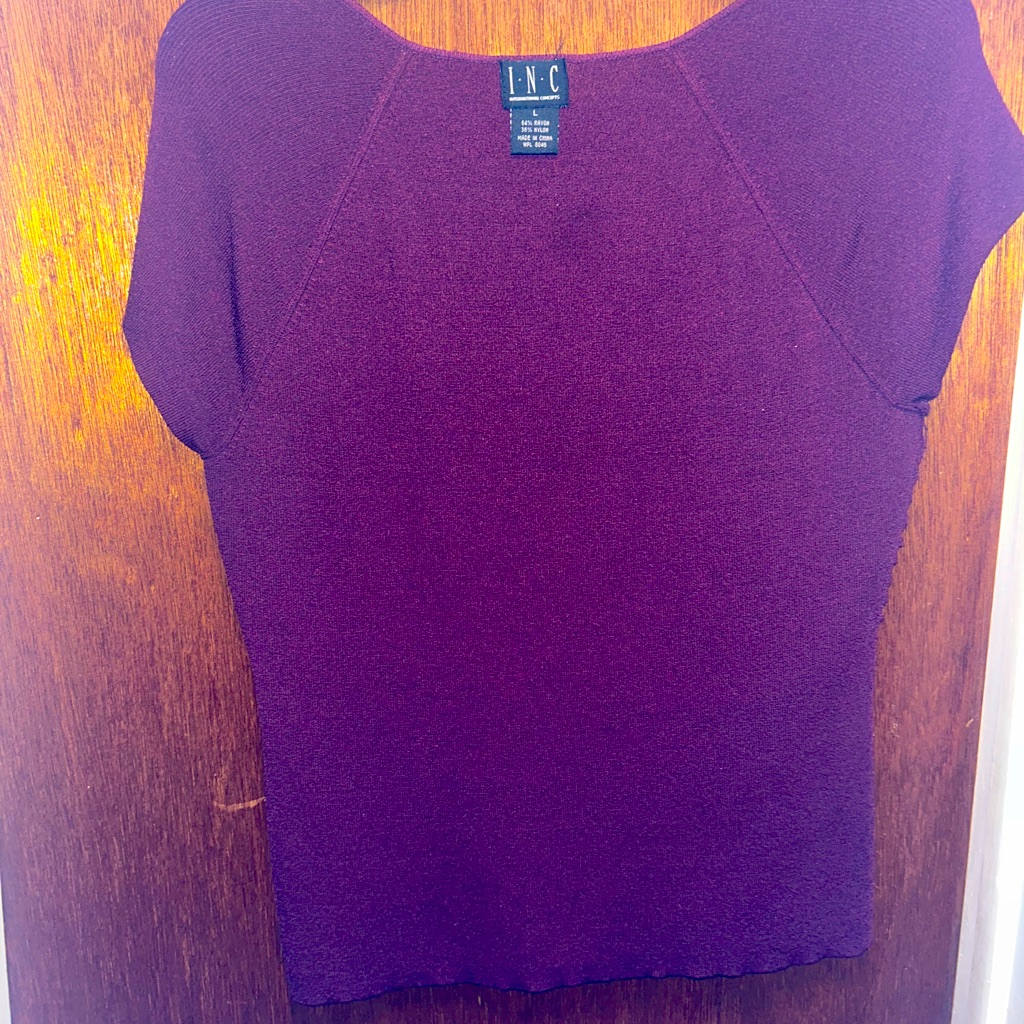 Brand INC  Size  L  64 Rayon 36 Nylon  Color  Burgundy